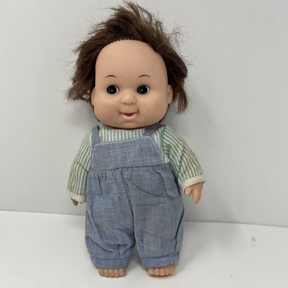 Vintage Cititoy Baby Boy Doll Brown Rooted Hair 8" Mini Collectible toy 1985